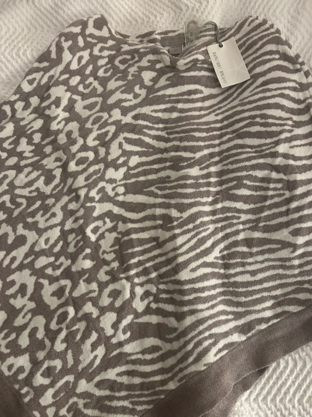 Neutral Animal Print poncho - Taupe & Cream